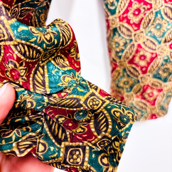 WORTHINGTON Vintage silky red and green floral shirt - Picture 7 of 8